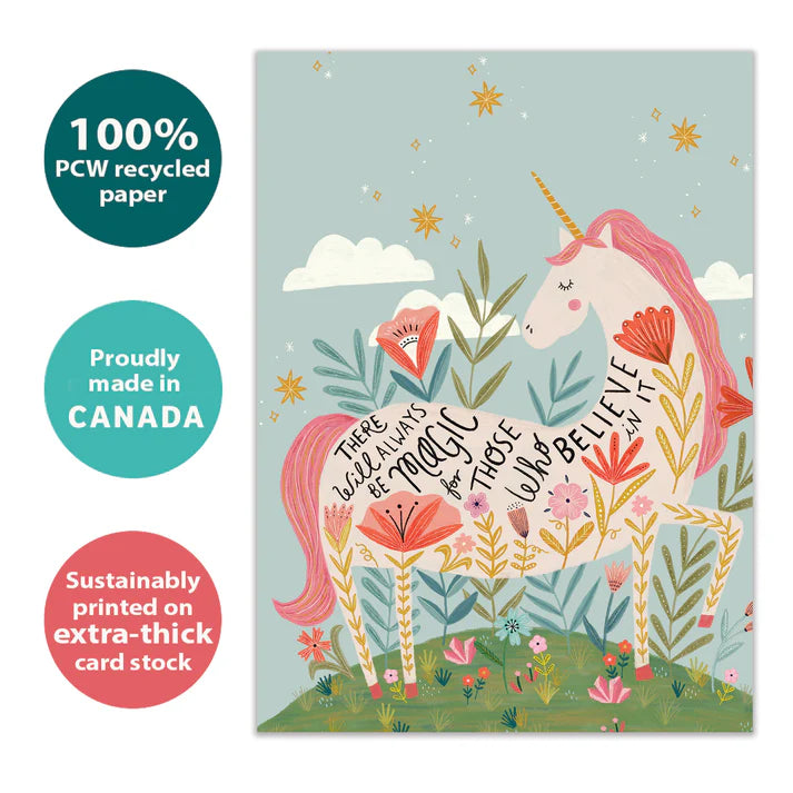 Tree Free Greetings🍁Magical Floral Unicorn Birthday Card