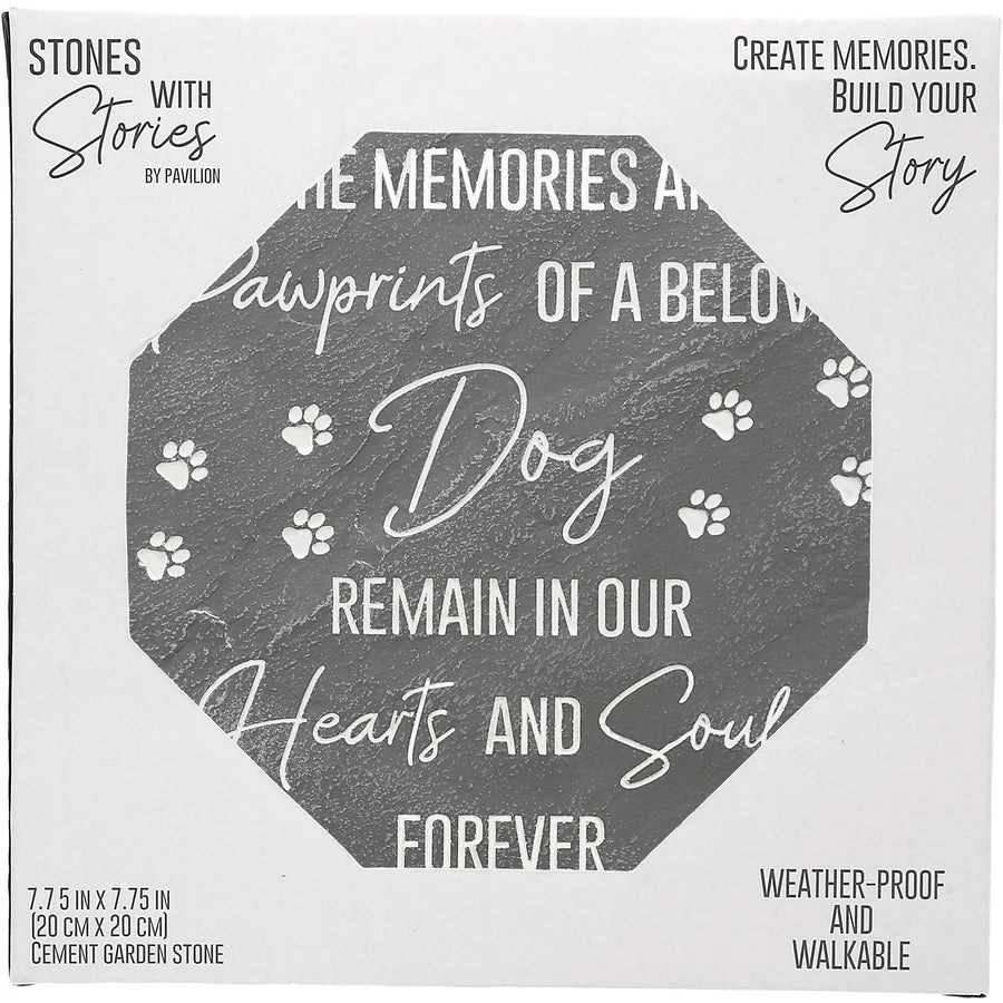 "Paw prints of a Beloved Dog" Memorial 7.75" x 7.75" Garden Stone