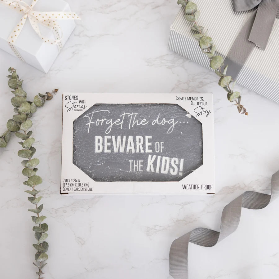 "Beware of the Kids" 7" x 4.25" Garden Stone