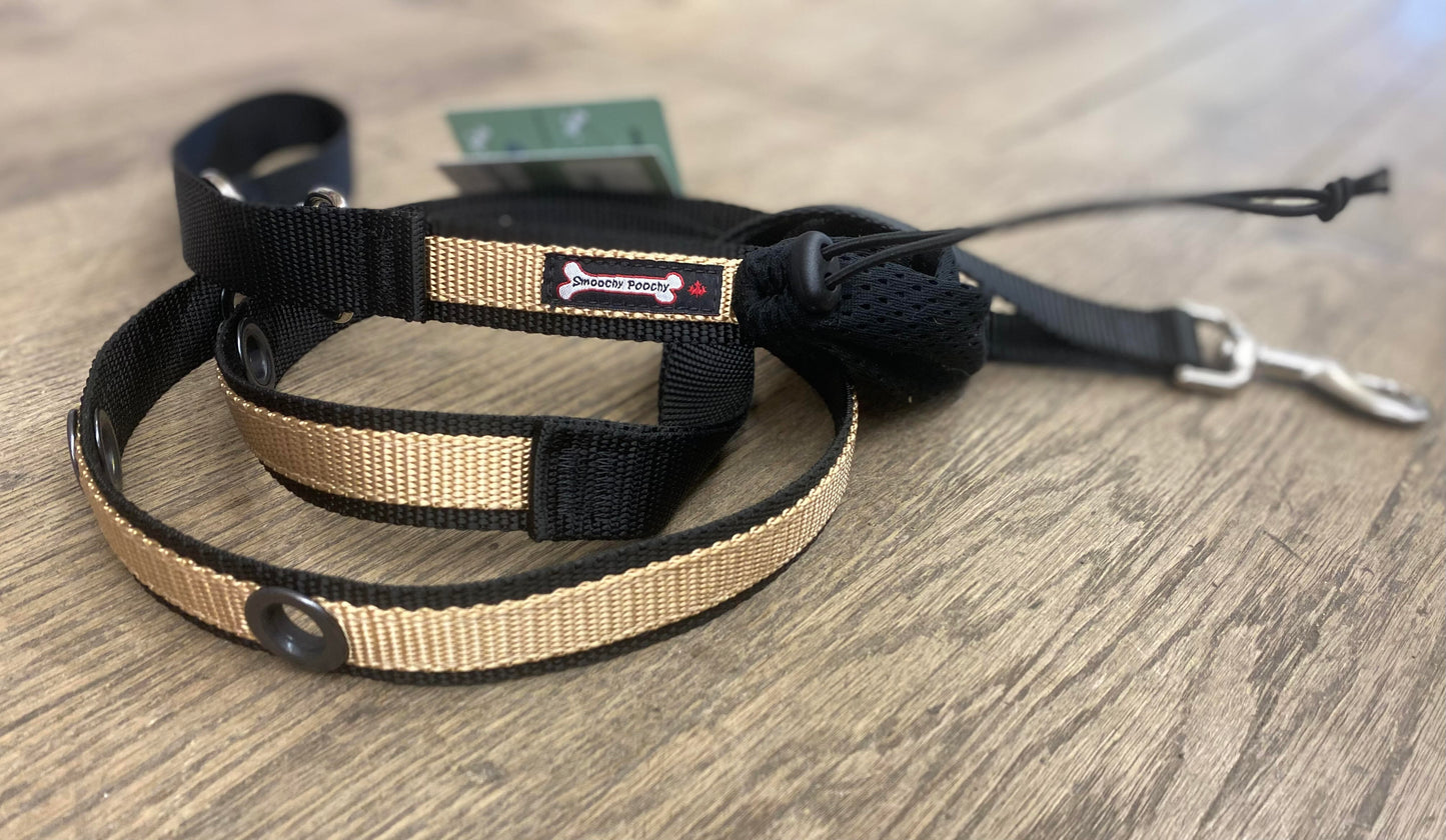 Smoochy Poochy 🍁Black & Camel 1" x 6' Hands Free Leash