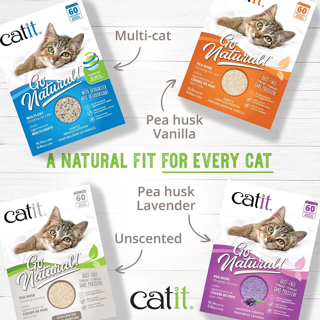 Catit ๐Go Natural! Vanilla Scented Pea Husk Clumping Litter 5.6kg