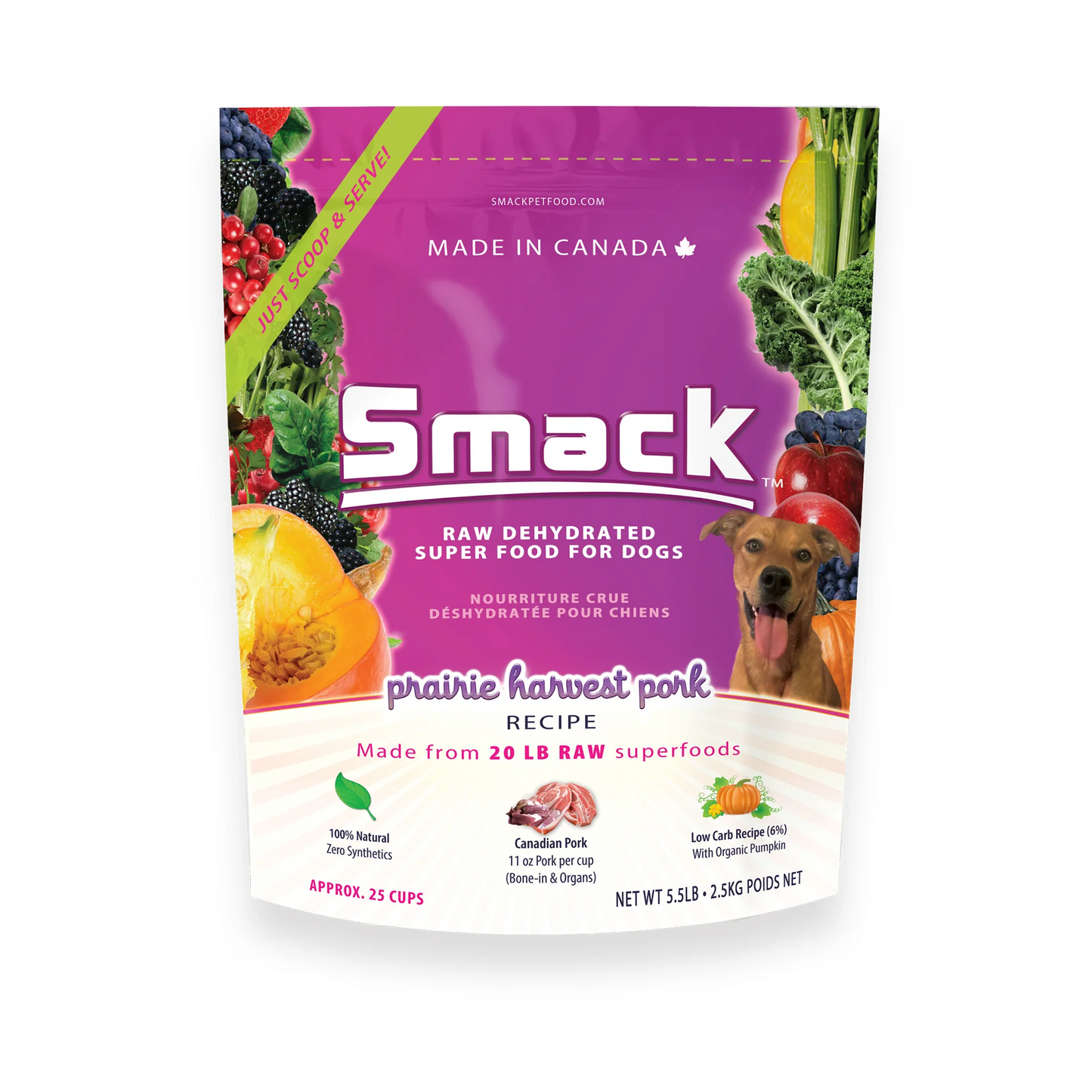 Smack 🍁Prairie Harvest Pork Raw Dehydrated Super Food for Dogs