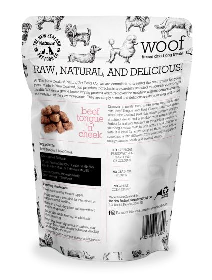 Woof Beef Tongue 'n' Cheek Freeze Dried Treats 50g