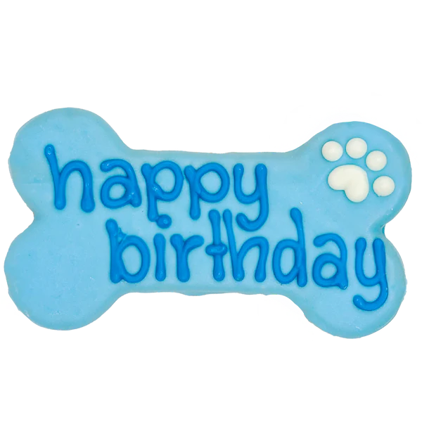 Bosco & Roxy's 🍁Blue 6" Happy Birthday Bone