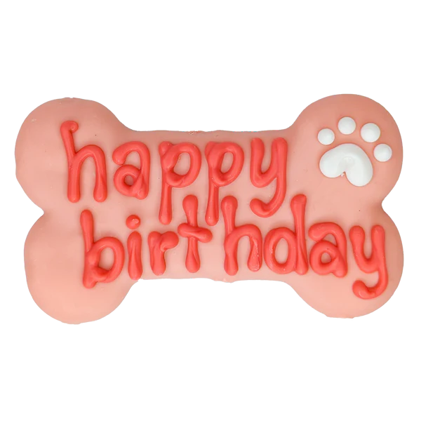 Pink Happy Birthday Bone ๐ Bosco & Roxy's Birthday
