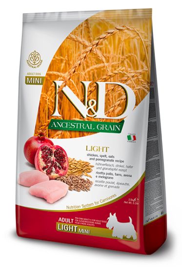 Farmina N&D Adult Dog Mini Chicken & Pomegranate Ancestral Grain Light 2.5KG
