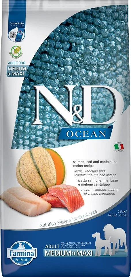 Farmina N&D Ocean Salmon, Cod & Cantaloupe Med/Maxi Dog Food