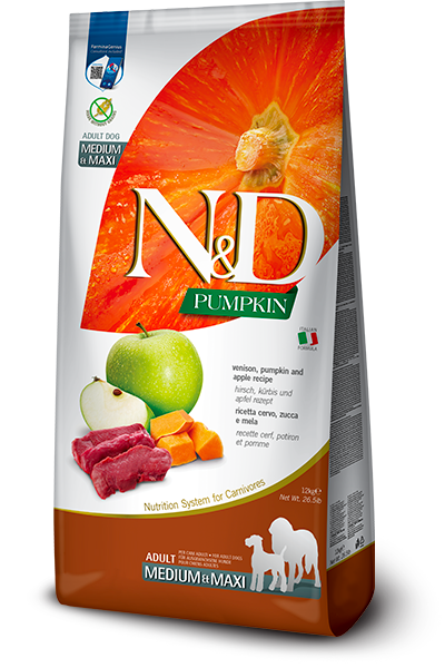 Farmina N&D Adult Med/Maxi Venison, Apple & Pumpkin for Dogs 12KG