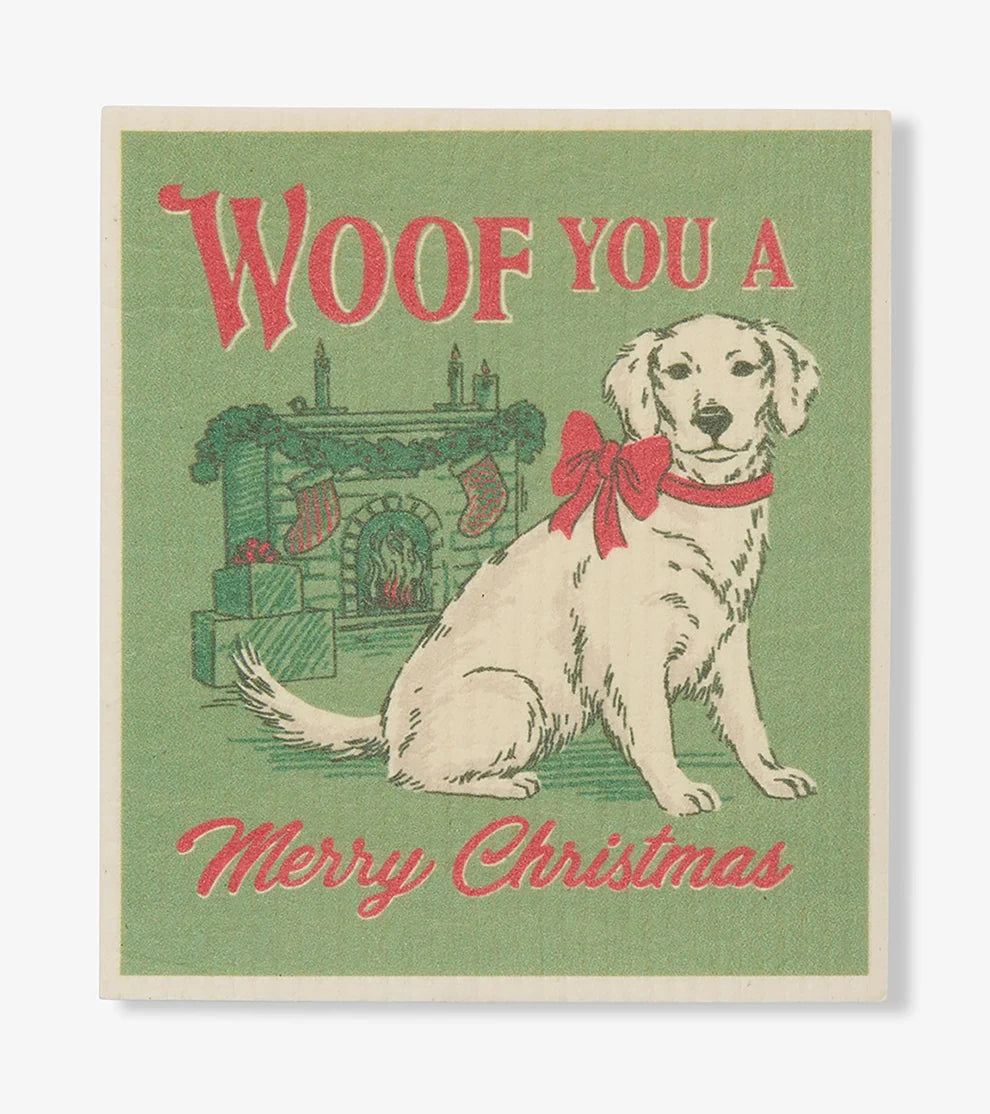 Woof Merry Christmas 🍁 Little Blue House Reusable Swedish Dishcloth