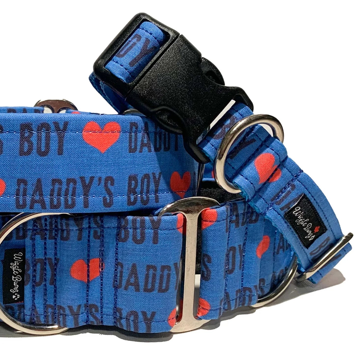 Wiggle Bumz🍁 Daddy's Boy Blue Martingale Dog Collar