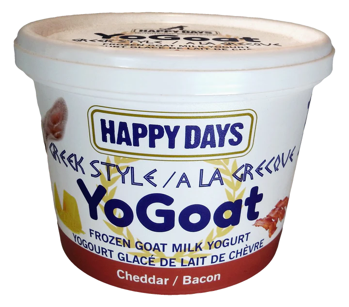 HAPPY DAYS YoGoat Cheddar/Bacon Greek Style Frozen Goat Milk Yogurt 475gm