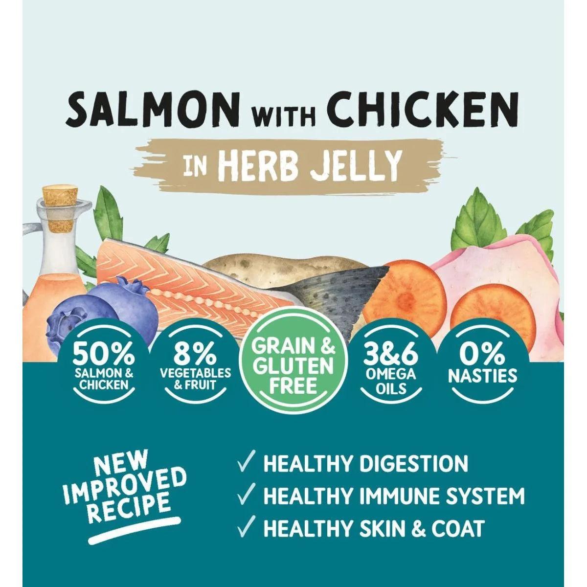 Naturo Adult Dog Salmon with Chicken in a Herb Jelly - Grain & Gluten Free Dog Food 390g
