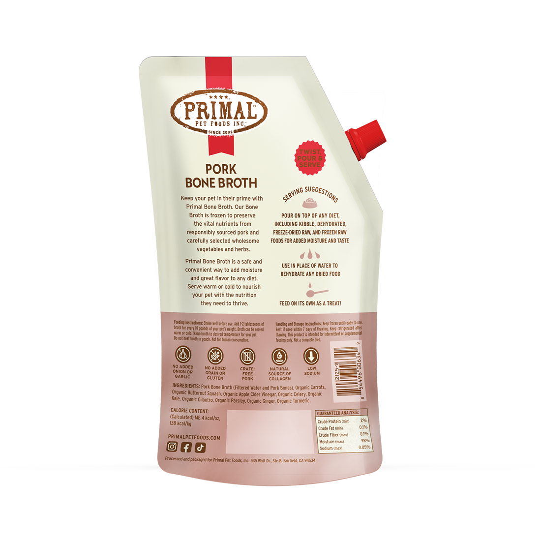 Primal™ Bone Broth Pork Recipe Frozen for Dogs & Cats 20oz