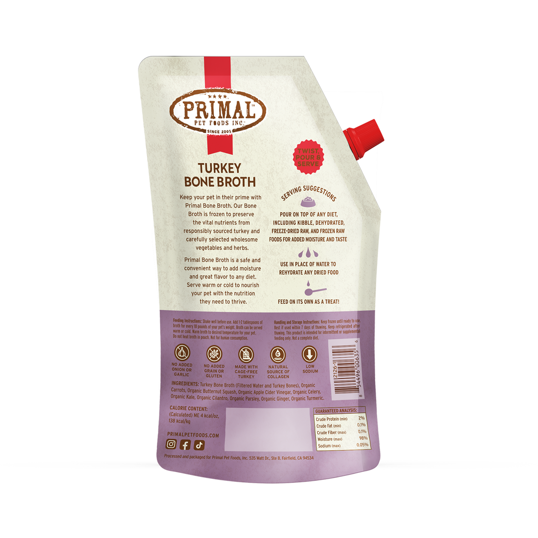 Primal™ Bone Broth Turkey Recipe Frozen for Dogs & Cats 20oz