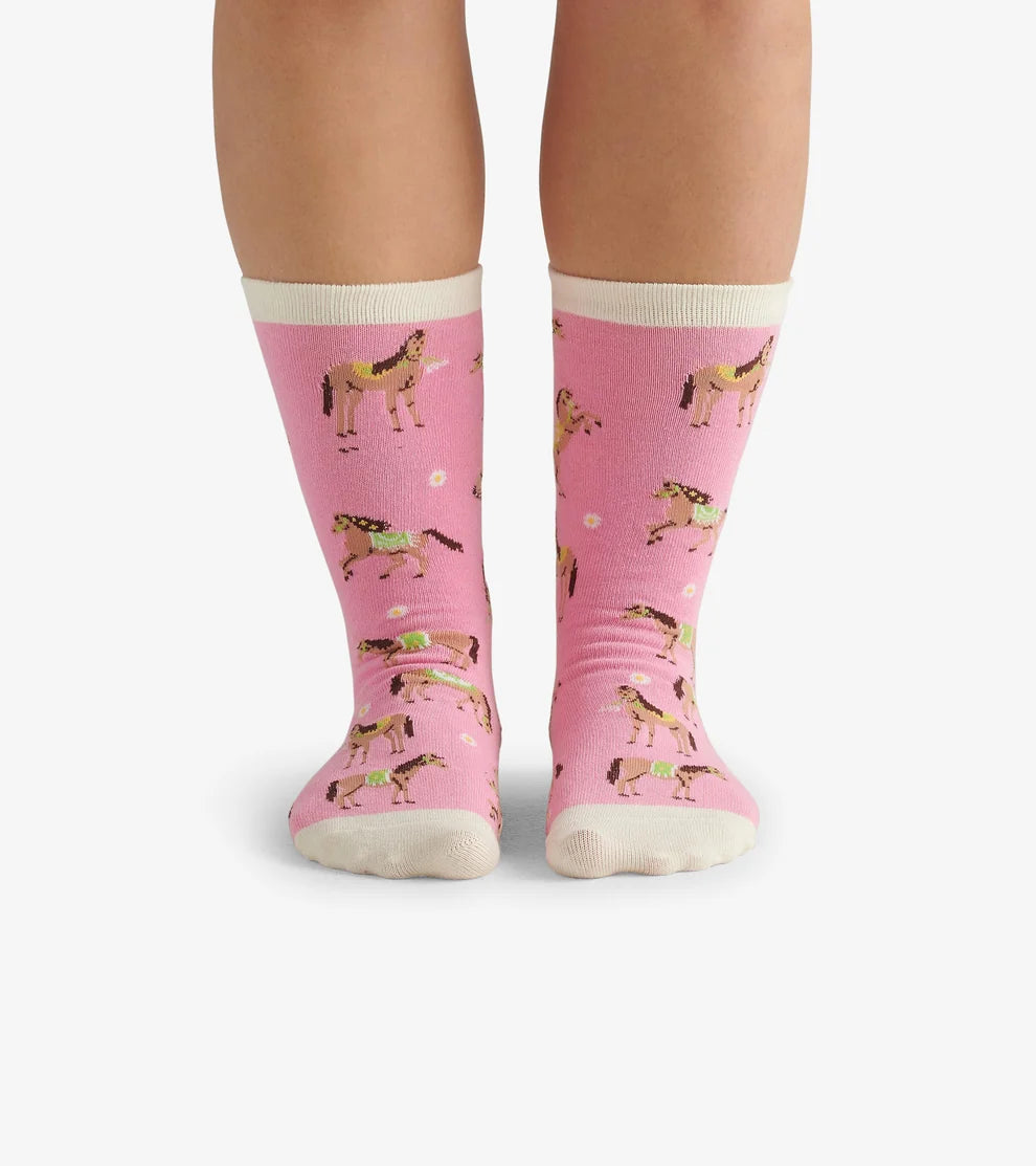 Country Horses 🍁Little Blue House Women's Crew Socks