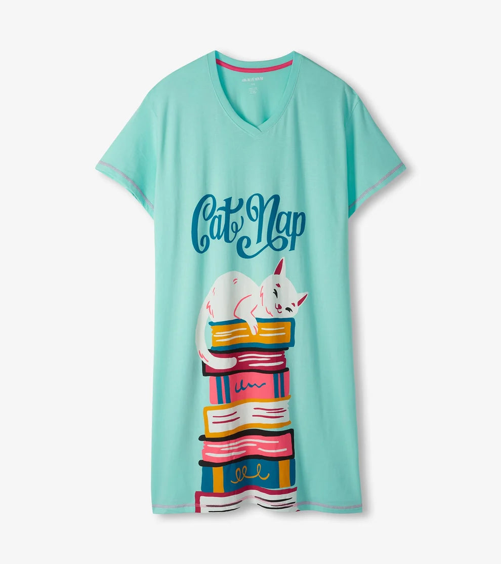 Cat Nap 🍁Little Blue House Women's Sleepshirt O/S