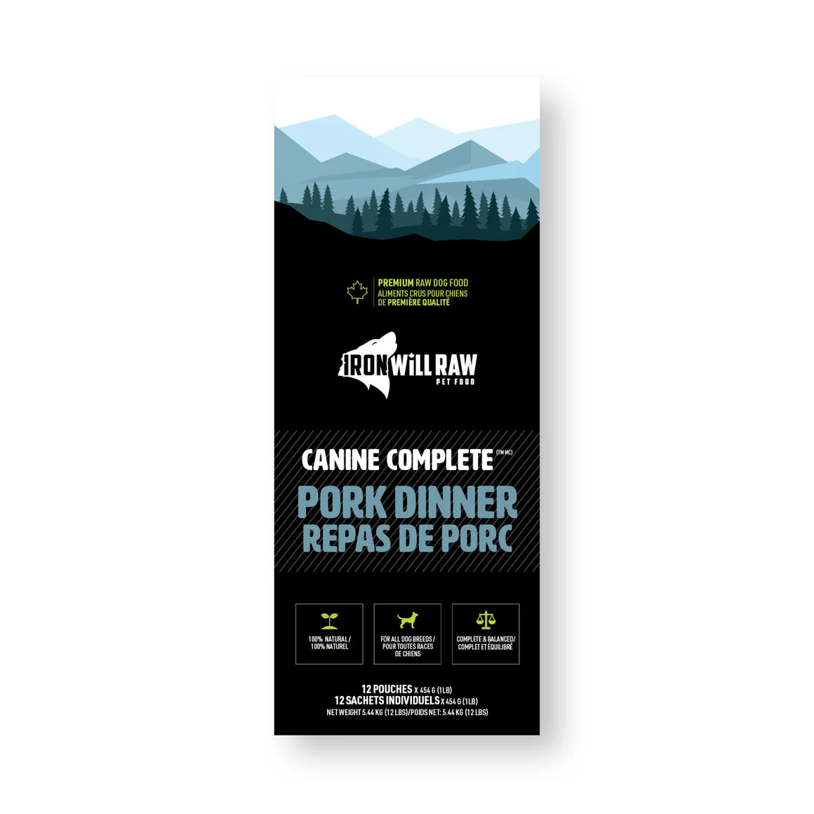 Iron Will Raw 🍁Canine Complete Pork Dinner 12lb