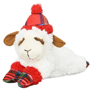 Multipet Holiday Red Plaid Lamb Chop Dog Toy