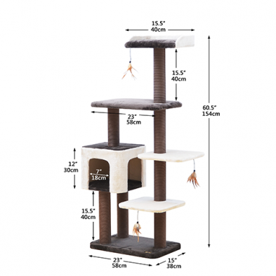 PetPals Group Midnight Molly Cat Tree w/Hanging Teasers