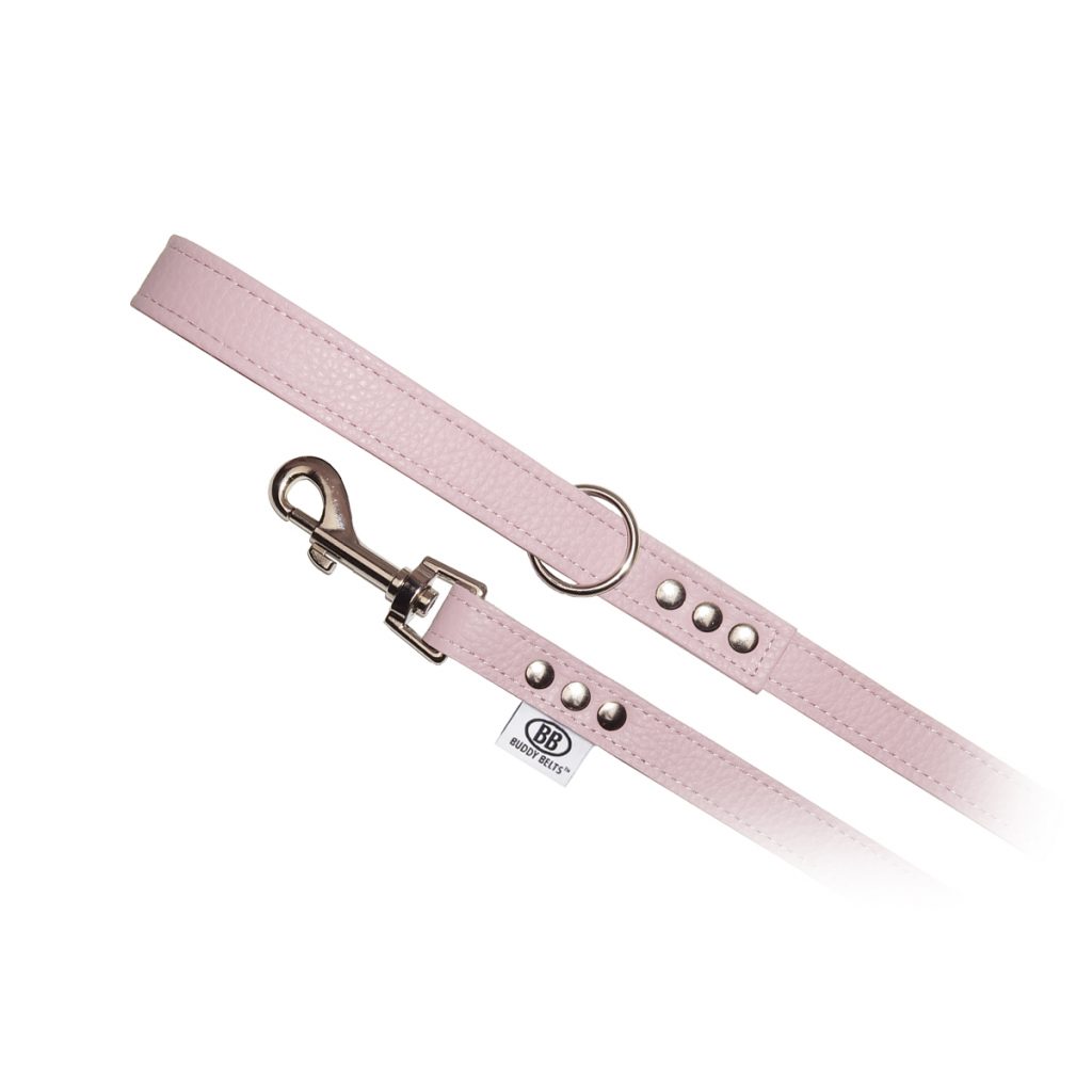 Buddy Belts Light Pink All Leather Leash - 3/4" x 4ft