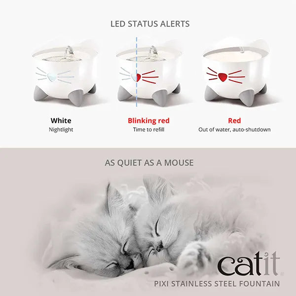 Catit 🍁 PIXI Fountain with Stainless Steel Top 2.5L