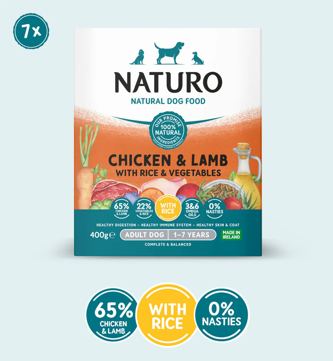 Naturo Canine Chicken, Lamb & Rice with Veg 400g