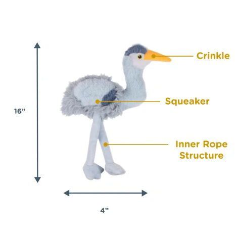 Tall Tails Plush Blue Heron with Rope Body 16″
