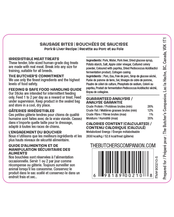 Butcher's Companion Pork & Liver Sausage Dog Treats