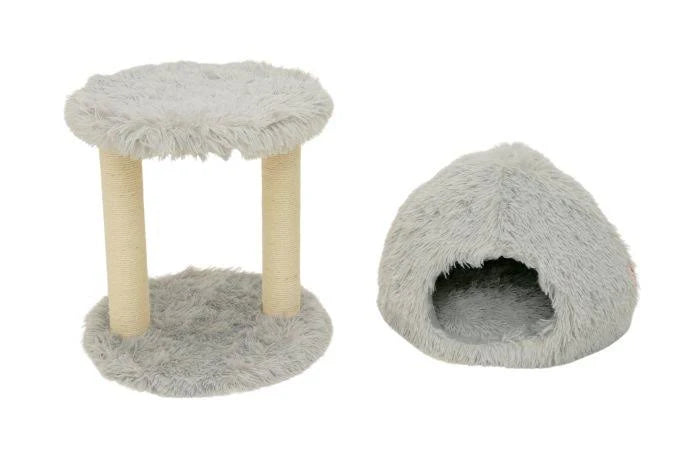 Bud'z 🍁Light Grey Cat Tree with Hood Bed