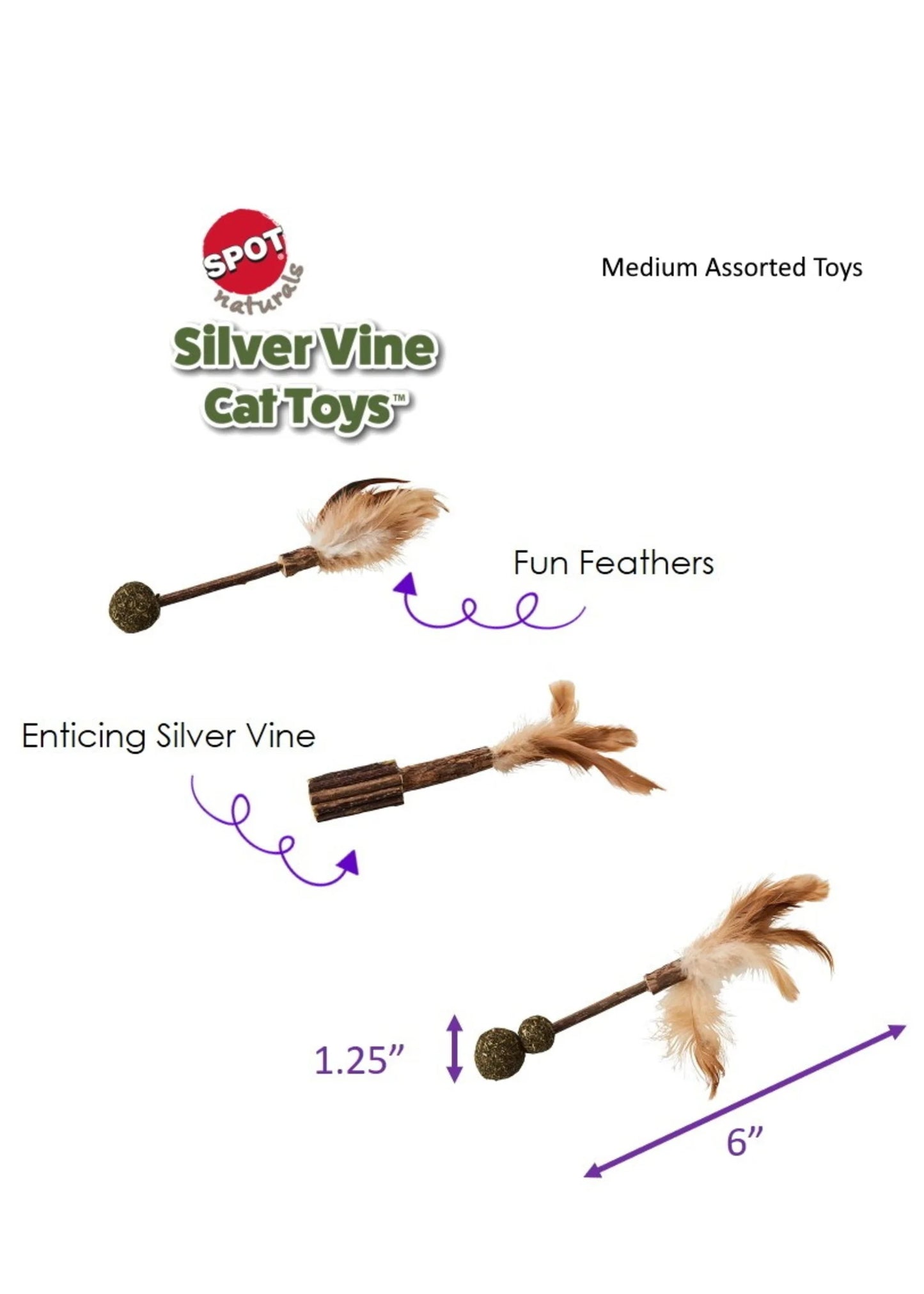 Spot Naturals Silvervine Cord/Stick Cat Toys Assorted