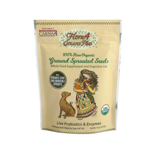 Flora4 Greens Plus Ground Sprouted Seeds Whole Food Supplement and Digestive Aid for Cats and Dogs 510g