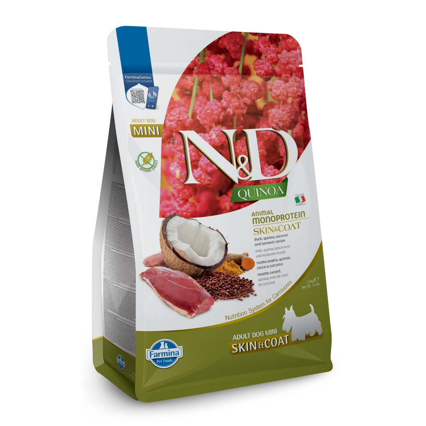 Farmina N&D Adult Mini Skin & Coat Quinoa & Duck for Dogs 2.5kg
