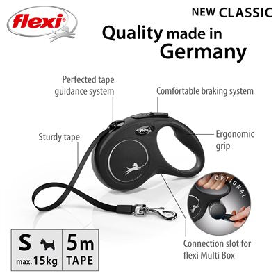 Flexi Black Classic Tape Retractable Leash
