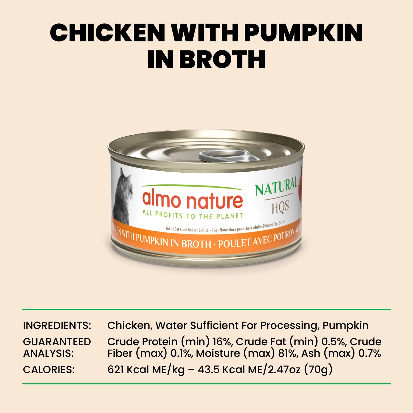 Almo Nature HQS Natural Cat Food - Chicken With Pumpkin In Broth 70g