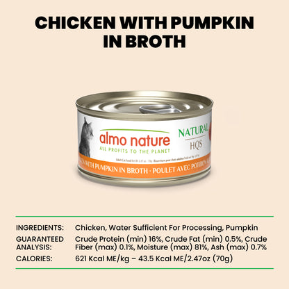 Almo Nature HQS Natural Cat Food - Chicken With Pumpkin In Broth 70g