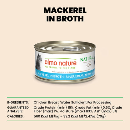Almo Nature HQS Natural Cat Food - Mackerel In Broth 70g