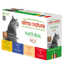 Almo Nature HQS Natural Cat Food Rotational Diet -  Fish Selections & Chicken Drumsticks 12 x 70g