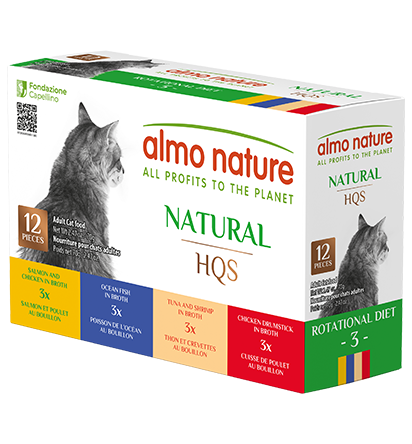 Almo Nature HQS Natural Cat Food Rotational Diet -  Fish Selections & Chicken Drumsticks 12 x 70g