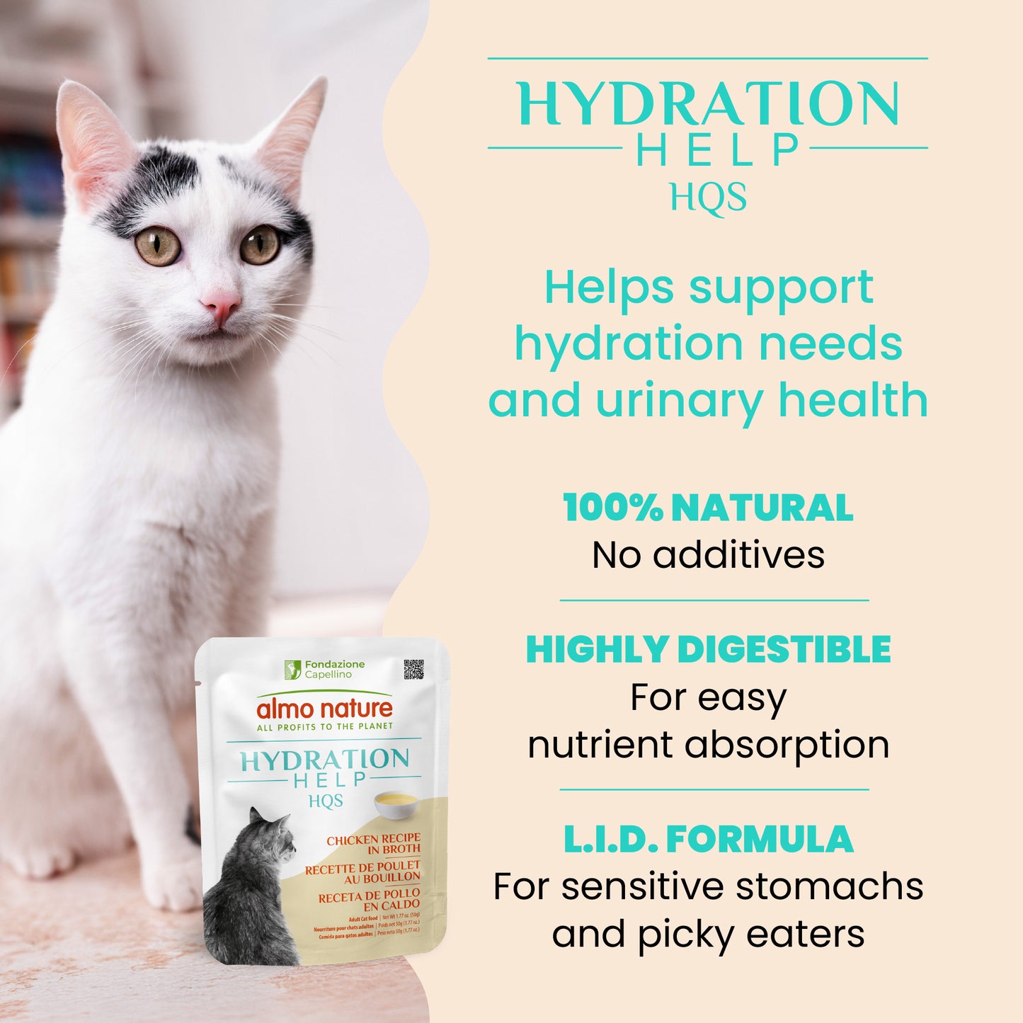 Almo Nature Hydration Help HQS Chicken Recipe in Broth Cat Food 50g