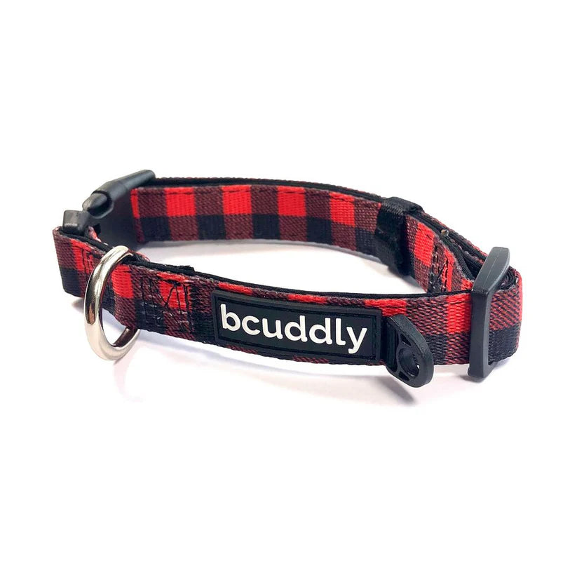 BCuddly Red Plaid Classic Dog Collar