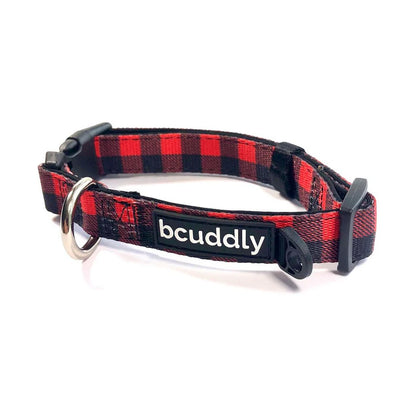 BCuddly Red Plaid Classic Dog Collar