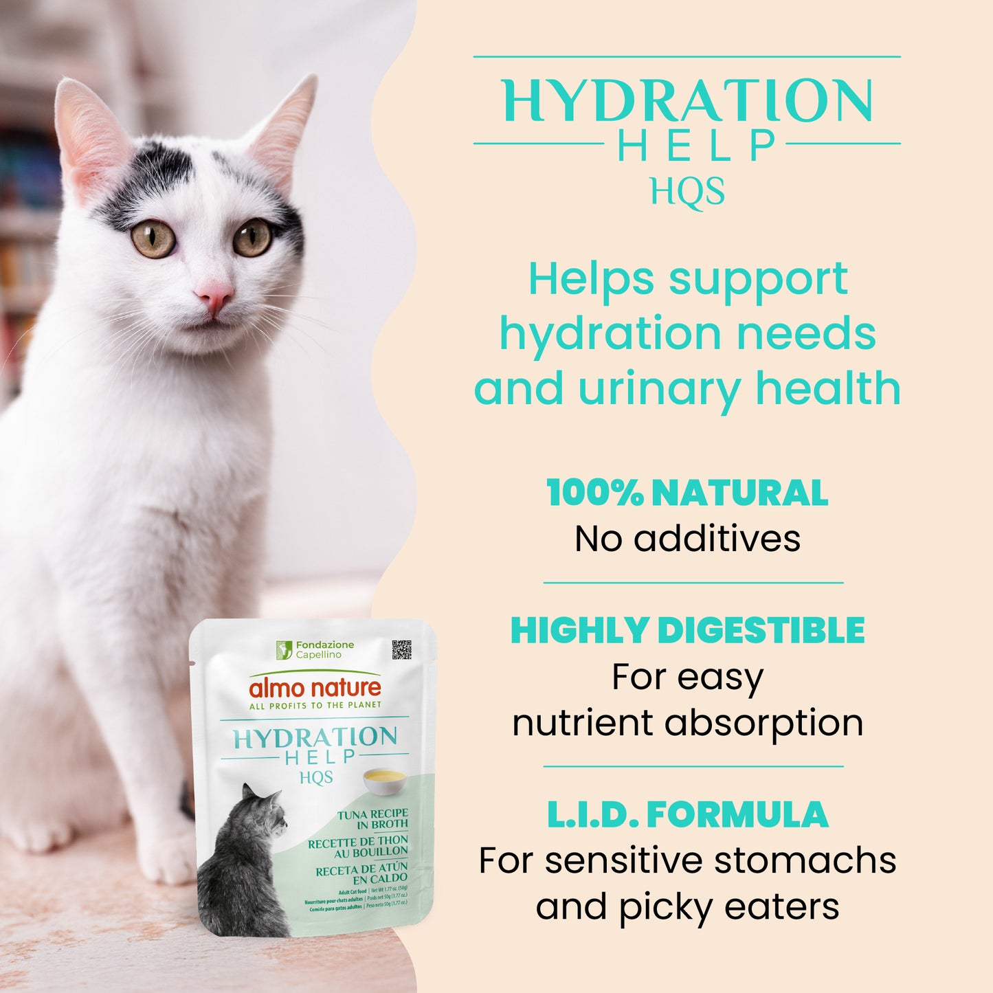 Almo Nature Hydration Help HQS Tuna Recipe in Broth Cat Food 50g