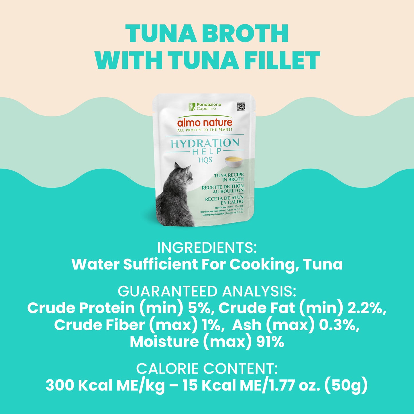 Almo Nature Hydration Help HQS Tuna Recipe in Broth Cat Food 50g