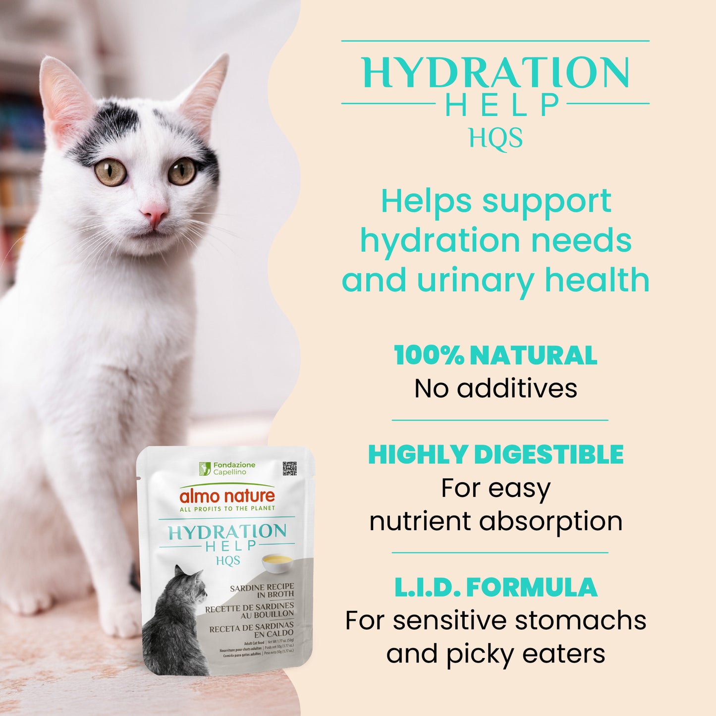 Almo Nature Hydration Help HQS Sardine Recipe in Broth Cat Food 50g