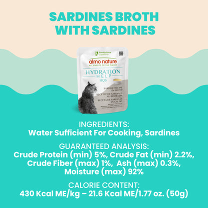 Almo Nature Hydration Help HQS Sardine Recipe in Broth Cat Food 50g
