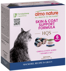 Almo Nature HQS Skin & Coat Care Cat Food - Mackerel Recipe In Gravy 6 x 50g