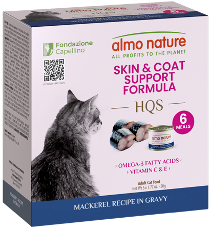 Almo Nature HQS Skin & Coat Care Cat Food - Mackerel Recipe In Gravy 6 x 50g