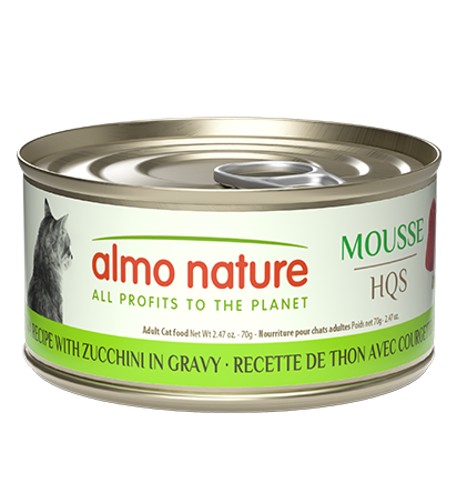 Almo Nature HQS Natural Mousse Cat Food - Tuna Recipe With Zucchini In Gravy 70g