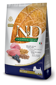 Farmina N & D Adult Mini Ancestral Grains Lamb & Blueberry for Dogs 2.5KG