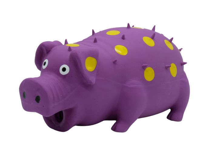 Bud'Z🍁Purple Latex Pig with Yellow Spots 8"